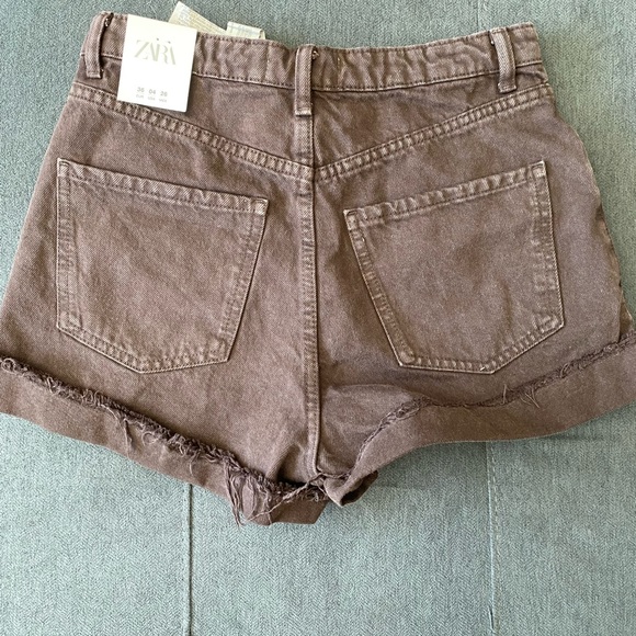 Zara high waisted brown jean shorts - Picture 5 of 5